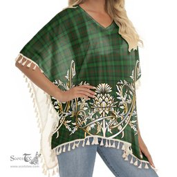 ScotsTee Shop Scottish Ross Hunting 2 Tartan Scotland Royal Golden Thistle Square Fringed Shawl