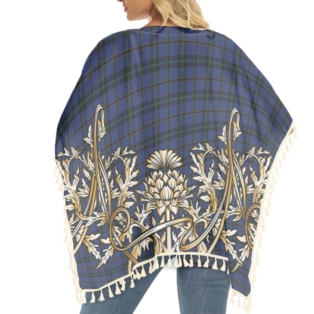 ScotsTee Shop Scottish Hope Weir Tartan Scotland Royal Golden Thistle Square Fringed Shawl