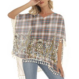 ScotsTee Shop Scottish McFarlane Dress Ancient Tartan Scotland Royal Golden Thistle Square Fringed Shawl