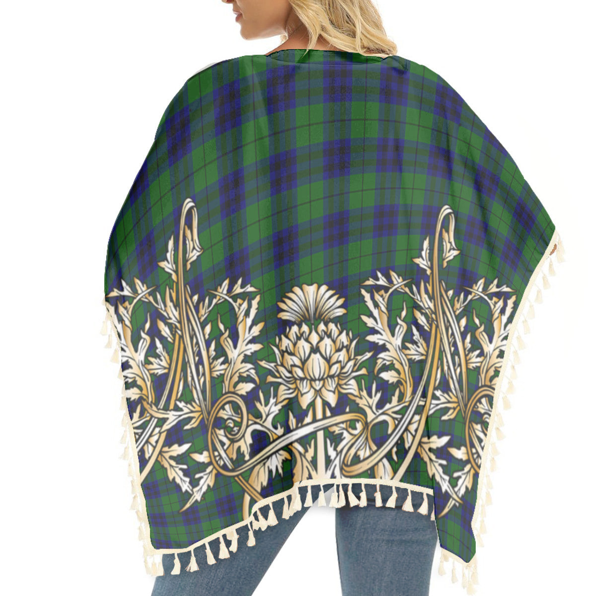 ScotsTee Shop Scottish Keith Modern Tartan Scotland Royal Golden Thistle Square Fringed Shawl