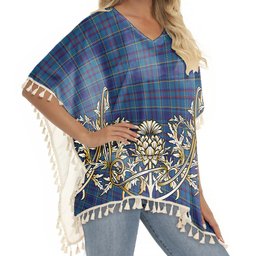 ScotsTee Shop Scottish Mercer Tartan Scotland Royal Golden Thistle Square Fringed Shawl