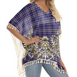 ScotsTee Shop Scottish Ochterlony Tartan Scotland Royal Golden Thistle Square Fringed Shawl
