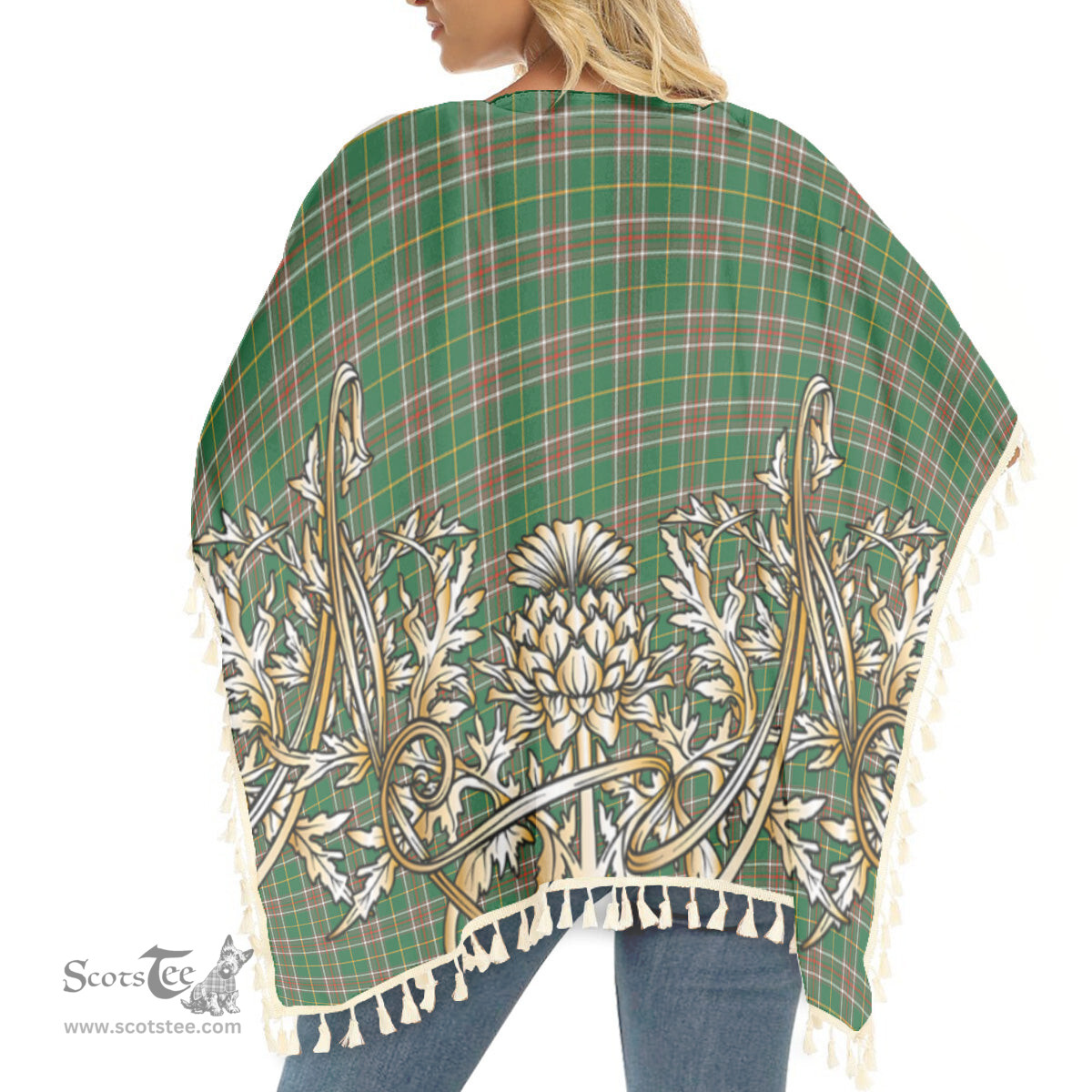 ScotsTee Shop Scottish Newfoundland Labrador Province Canada Ancient Tartan Scotland Royal Golden Thistle Square Fringed Shawl