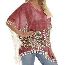 ScotsTee Shop Scottish McLeod Red Ancient Tartan Scotland Royal Golden Thistle Square Fringed Shawl