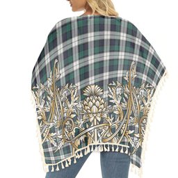 ScotsTee Shop Scottish Graham Dress Modern Tartan Scotland Royal Golden Thistle Square Fringed Shawl