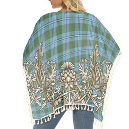 ScotsTee Shop Scottish Irvine of Glentulchan Modern Tartan Scotland Royal Golden Thistle Square Fringed Shawl