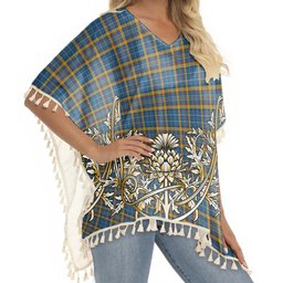 ScotsTee Shop Scottish Healy Tartan Scotland Royal Golden Thistle Square Fringed Shawl