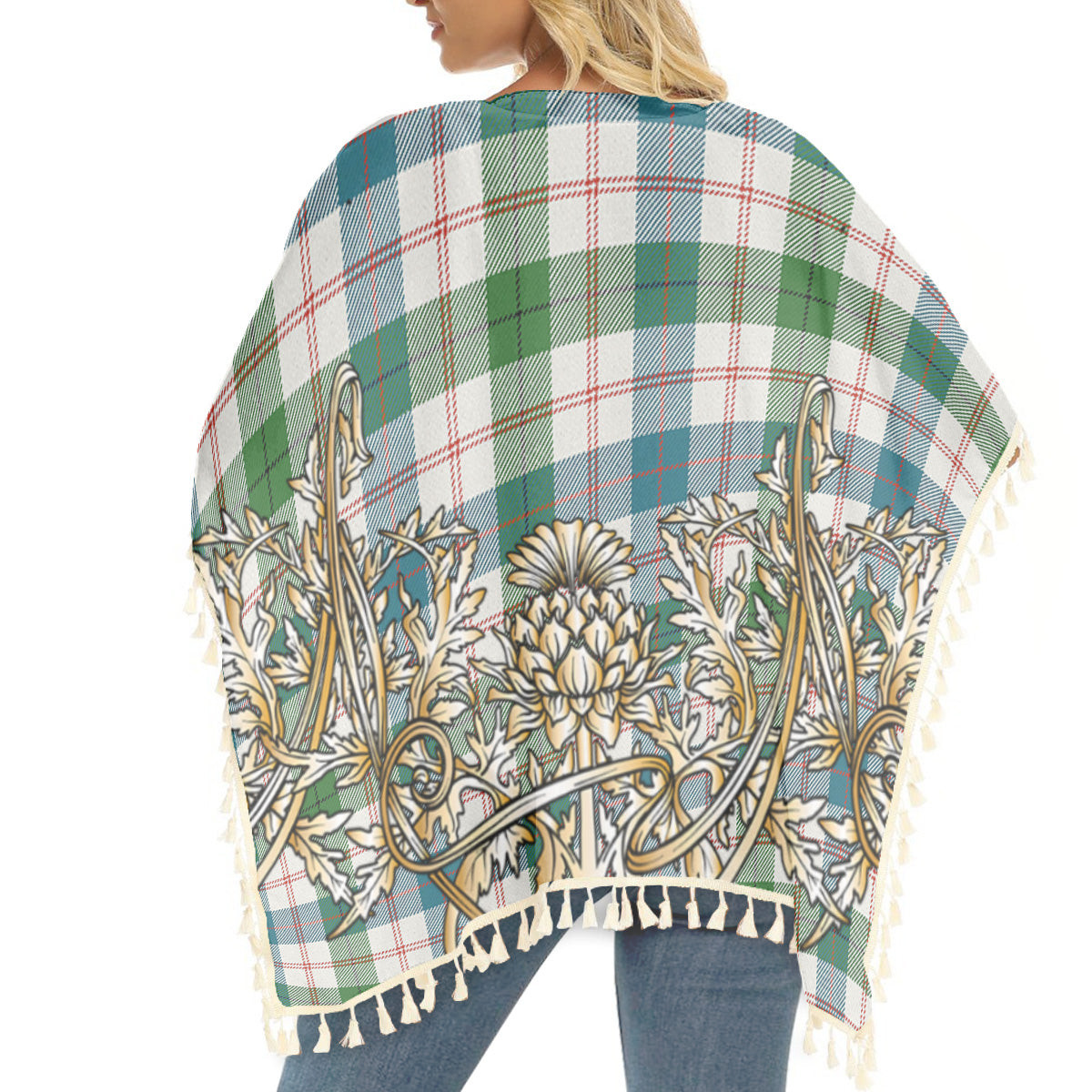 ScotsTee Shop Scottish Guthrie Dress Ancient Tartan Scotland Royal Golden Thistle Square Fringed Shawl