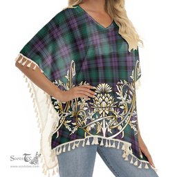 ScotsTee Shop Scottish MacArthur of Milton Modern Tartan Scotland Royal Golden Thistle Square Fringed Shawl