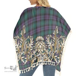 ScotsTee Shop Scottish MacArthur of Milton Modern Tartan Scotland Royal Golden Thistle Square Fringed Shawl