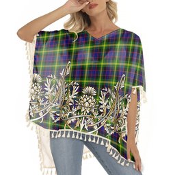ScotsTee Shop Scottish Watson Modern Tartan Scotland Royal Golden Thistle Square Fringed Shawl