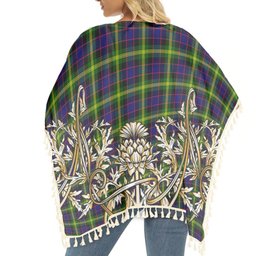 ScotsTee Shop Scottish Watson Modern Tartan Scotland Royal Golden Thistle Square Fringed Shawl
