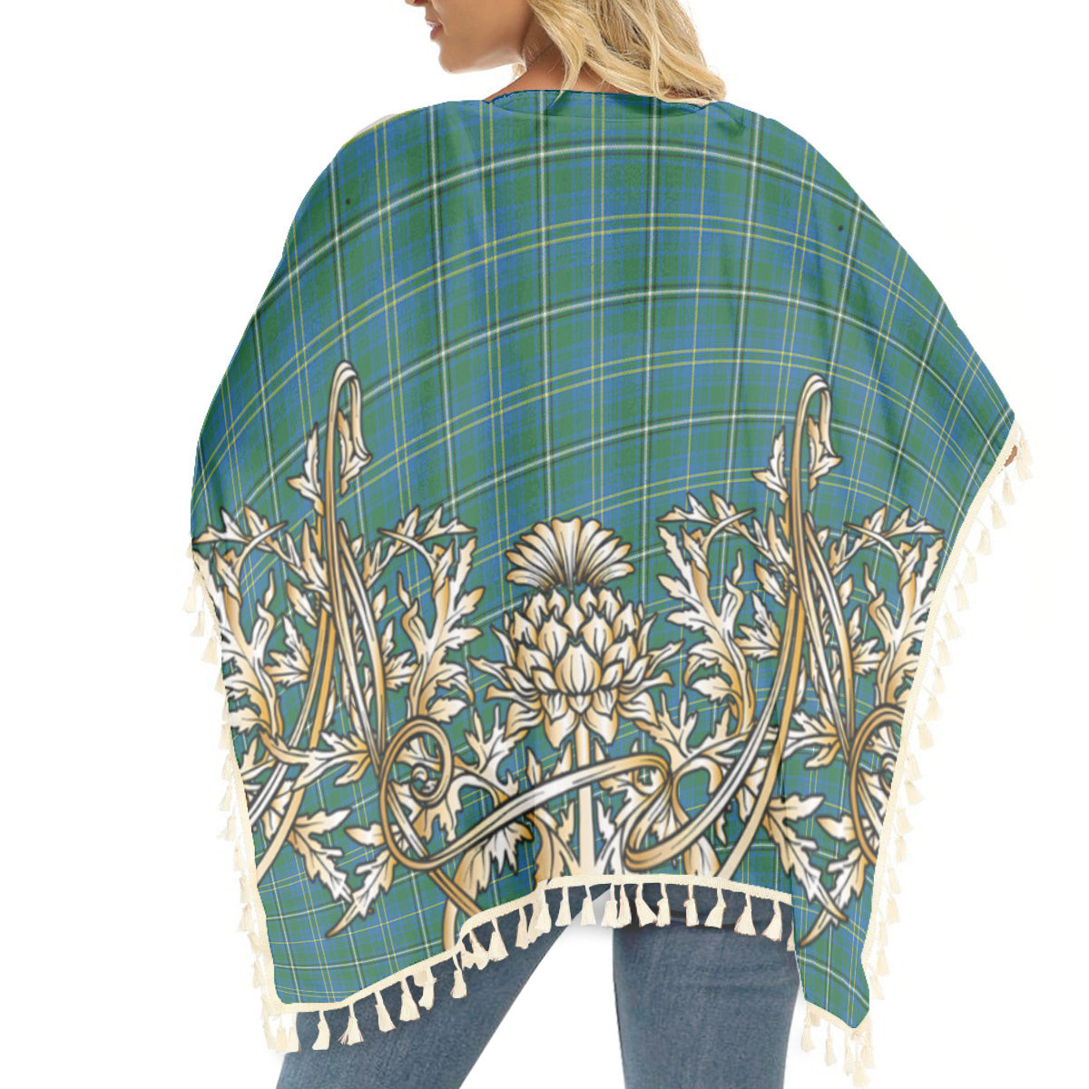 ScotsTee Shop Scottish Hay Hunting Modern Tartan Scotland Royal Golden Thistle Square Fringed Shawl