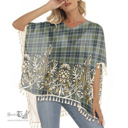 ScotsTee Shop Scottish MacBean Hunting Tartan Scotland Royal Golden Thistle Square Fringed Shawl
