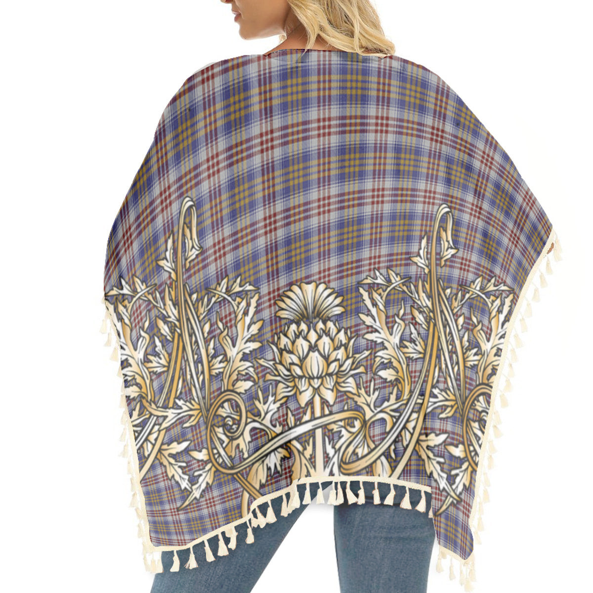 ScotsTee Shop Scottish Lysaght Dress Tartan Scotland Royal Golden Thistle Square Fringed Shawl