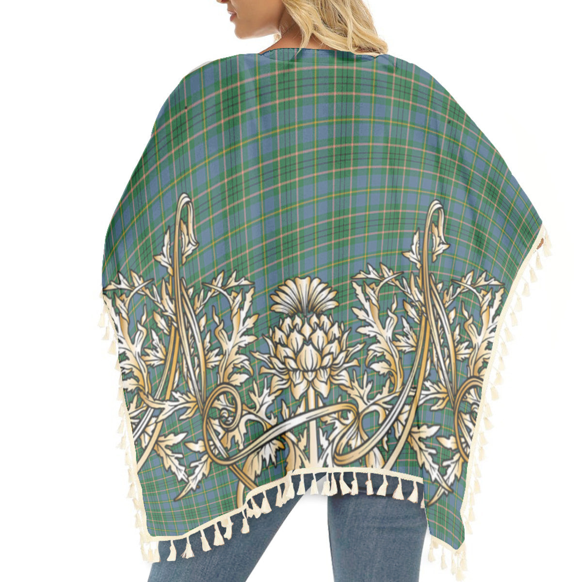 ScotsTee Shop Scottish Tailyour Ancient Tartan Scotland Royal Golden Thistle Square Fringed Shawl