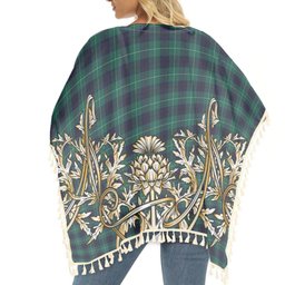 ScotsTee Shop Scottish Oliphant Modern Clan Tartan Scotland Royal Golden Thistle Square Fringed Shawl