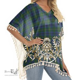 ScotsTee Shop Scottish Johnstone 1 Tartan Scotland Royal Golden Thistle Square Fringed Shawl