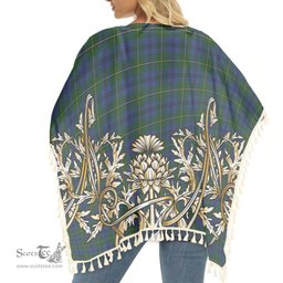 ScotsTee Shop Scottish Johnstone 1 Tartan Scotland Royal Golden Thistle Square Fringed Shawl