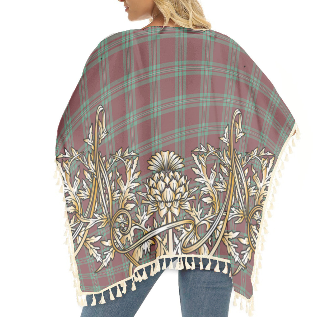 ScotsTee Shop Scottish MacGregor Hunting Ancient Tartan Scotland Royal Golden Thistle Square Fringed Shawl