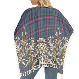 ScotsTee Shop Scottish Pitcairn Hunting Modern Tartan Scotland Royal Golden Thistle Square Fringed Shawl