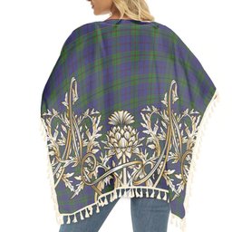 ScotsTee Shop Scottish Strachan Tartan Scotland Royal Golden Thistle Square Fringed Shawl