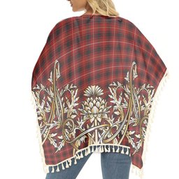 ScotsTee Shop Scottish MacIver 3 Tartan Scotland Royal Golden Thistle Square Fringed Shawl