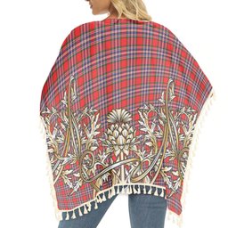 ScotsTee Shop Scottish MacFarlane Modern Tartan Scotland Royal Golden Thistle Square Fringed Shawl