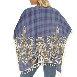 ScotsTee Shop Scottish Peacock Samantha Tartan Scotland Royal Golden Thistle Square Fringed Shawl