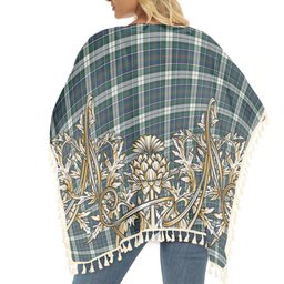 ScotsTee Shop Scottish MacInnes Dress Modern Tartan Scotland Royal Golden Thistle Square Fringed Shawl