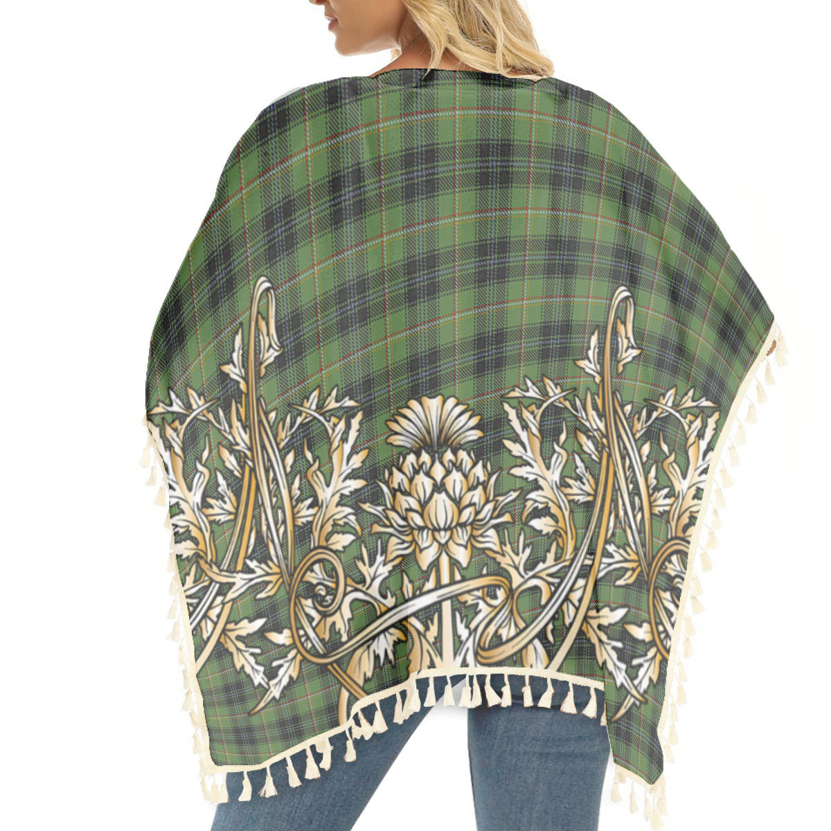 ScotsTee Shop Scottish Lorne Marquis of Tartan Scotland Royal Golden Thistle Square Fringed Shawl