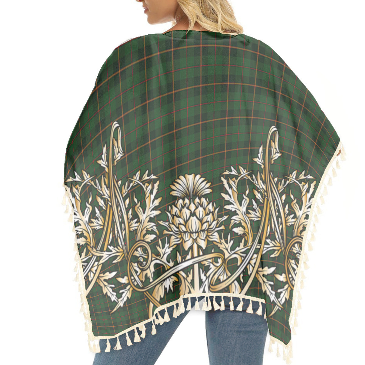 ScotsTee Shop Scottish McGeorge Tartan Scotland Royal Golden Thistle Square Fringed Shawl