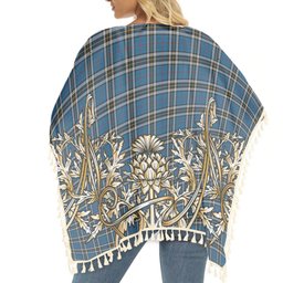 ScotsTee Shop Scottish Thompson Dress Blue Tartan Scotland Royal Golden Thistle Square Fringed Shawl