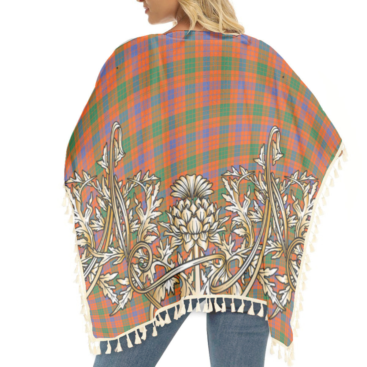 ScotsTee Shop Scottish Ross Ancient Tartan Scotland Royal Golden Thistle Square Fringed Shawl