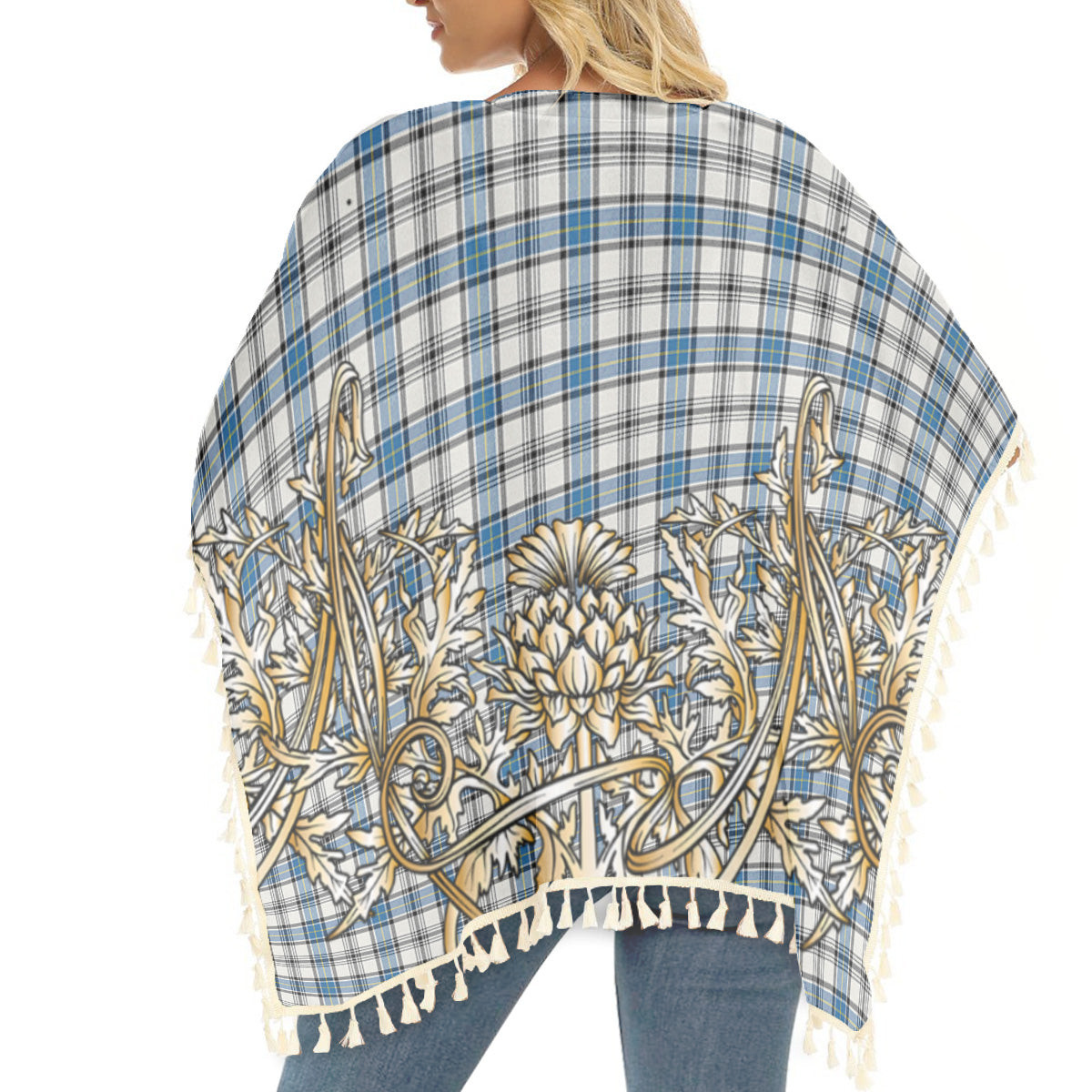 ScotsTee Shop Scottish Hannay Ancient Tartan Scotland Royal Golden Thistle Square Fringed Shawl