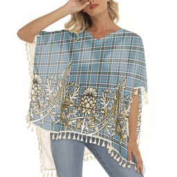 ScotsTee Shop Scottish Thomson Dress TS1383 Tartan Scotland Royal Golden Thistle Square Fringed Shawl