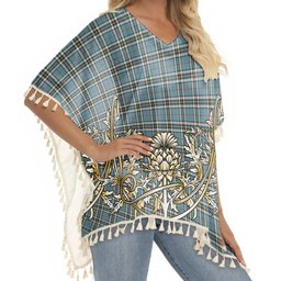 ScotsTee Shop Scottish Thomson Dress TS1383 Tartan Scotland Royal Golden Thistle Square Fringed Shawl