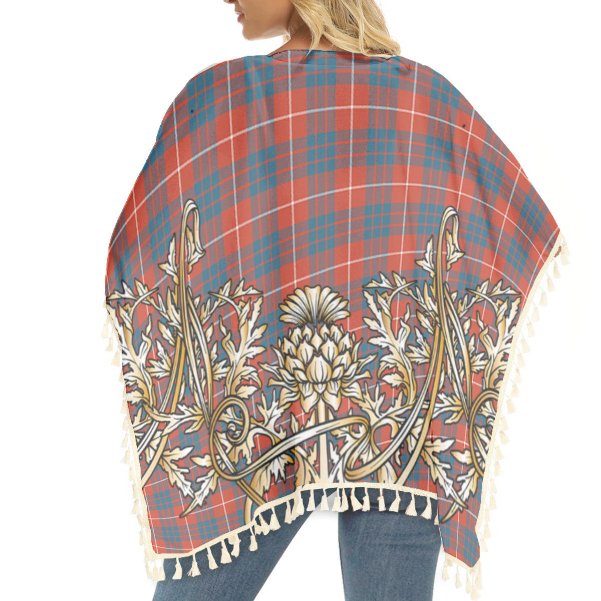 ScotsTee Shop Scottish Hamilton Ancient Tartan Scotland Royal Golden Thistle Square Fringed Shawl