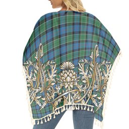 ScotsTee Shop Scottish Leslie Hunting Ancient Tartan Scotland Royal Golden Thistle Square Fringed Shawl