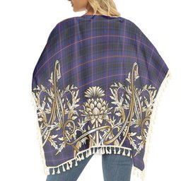 ScotsTee Shop Scottish MacIver of Strome Tartan Scotland Royal Golden Thistle Square Fringed Shawl