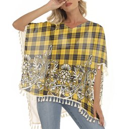 ScotsTee Shop Scottish MacLeod of Lewis Ancient SC Tartan Scotland Royal Golden Thistle Square Fringed Shawl