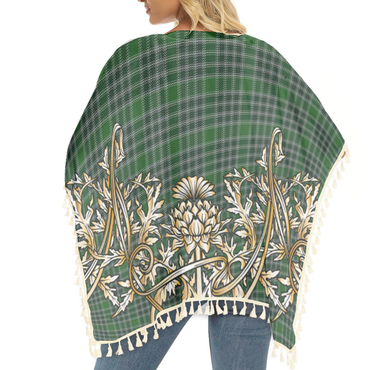 ScotsTee Shop Scottish McDonald Lord of the Isles Hunting Tartan Scotland Royal Golden Thistle Square Fringed Shawl