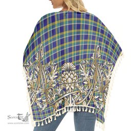 ScotsTee Shop Scottish Johnston Timothy Tartan Scotland Royal Golden Thistle Square Fringed Shawl