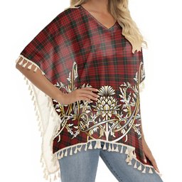 ScotsTee Shop Scottish MacQueen Tartan Scotland Royal Golden Thistle Square Fringed Shawl