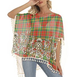 ScotsTee Shop Scottish MacDonald of Kingsburgh Modern Tartan Scotland Royal Golden Thistle Square Fringed Shawl