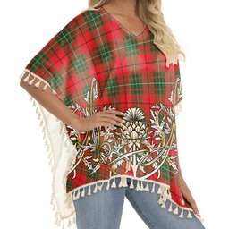 ScotsTee Shop Scottish MacAuley Modern Tartan Scotland Royal Golden Thistle Square Fringed Shawl