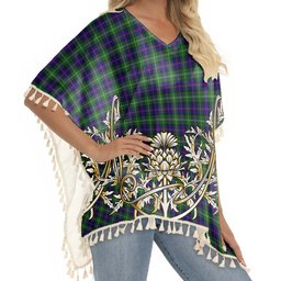 ScotsTee Shop Scottish MacThomas Modern Tartan Scotland Royal Golden Thistle Square Fringed Shawl