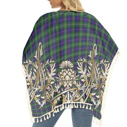 ScotsTee Shop Scottish MacThomas Modern Tartan Scotland Royal Golden Thistle Square Fringed Shawl