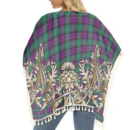 ScotsTee Shop Scottish MacArthur Milton Tartan Scotland Royal Golden Thistle Square Fringed Shawl