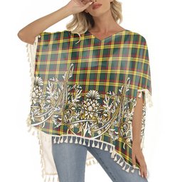ScotsTee Shop Scottish McMillan Old Modern Tartan Scotland Royal Golden Thistle Square Fringed Shawl